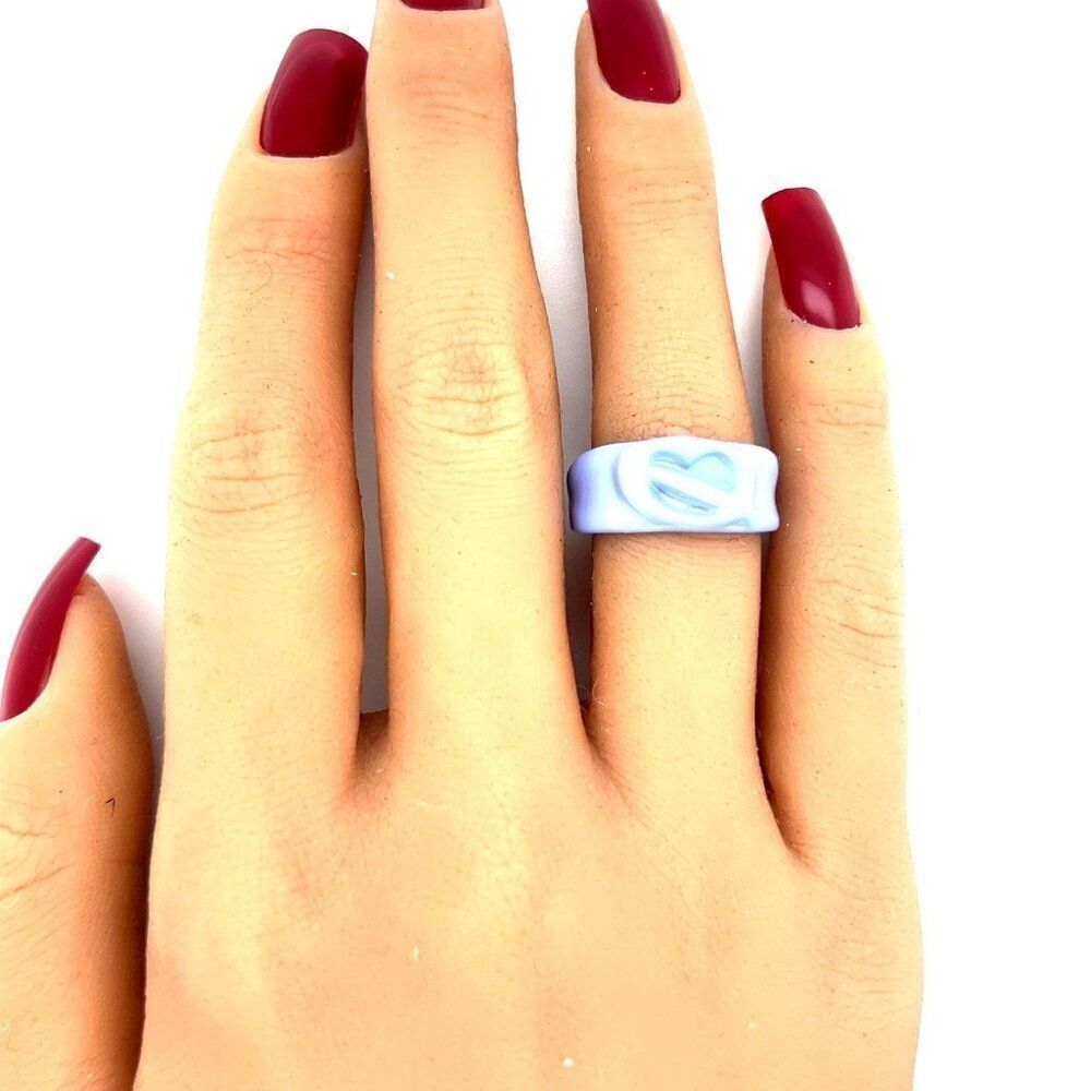 Blue Heart Open Back Ring - Picture 2 of 3